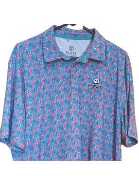 Scales Golf Performance Polo Shirt Graphic Mens L Stretch Mizner Logo Boca Raton